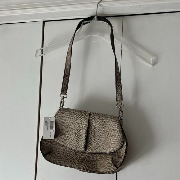 New - Chico's Reptile Print Off White/Tan Handbag - Picture 1 of 6